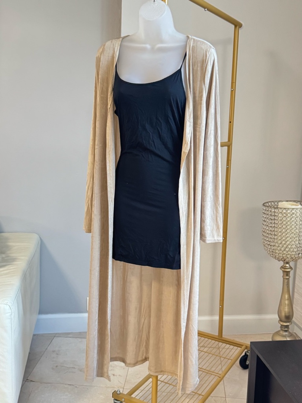 Light Beige Long Duster Cardigan